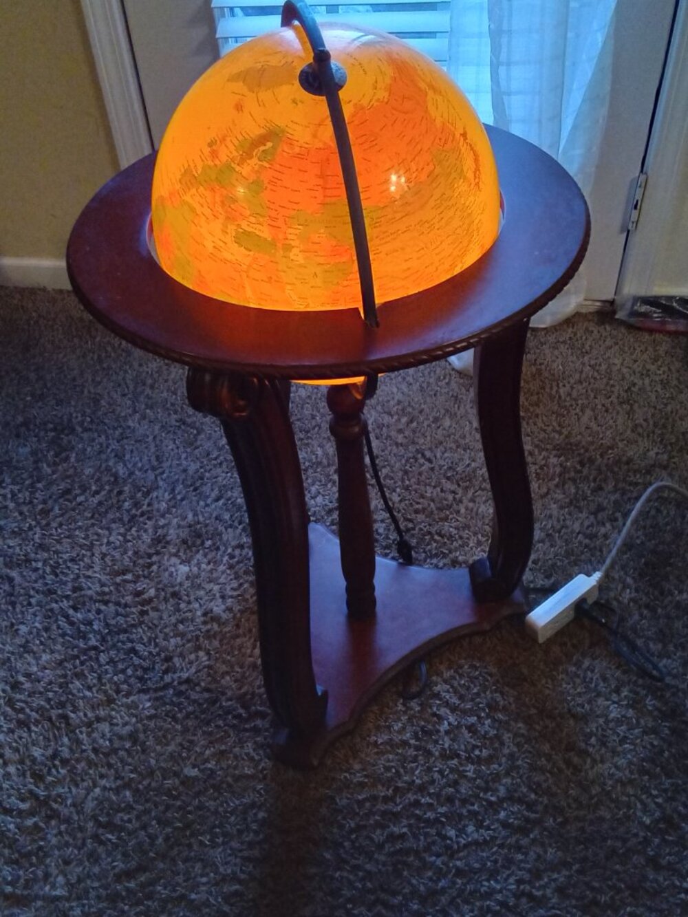 The 1970s 25 half Inch tall Illuminated Floor Heirloom Globe by Replogle
